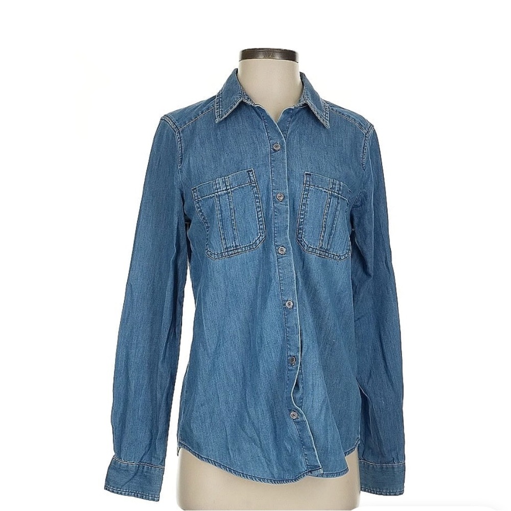 Denim Long Sleeve Button-Up Shirt